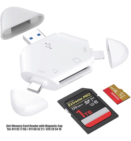 3in1 Memory Card Reader with Magnetic Cap 