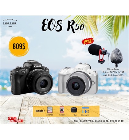 Canon EOS R50 kit RF-S 18-45mm Promotion free Microphone