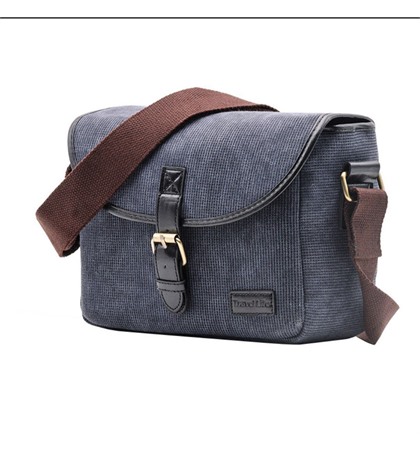 Canvas Crossbody Camera Bag Retro Blue