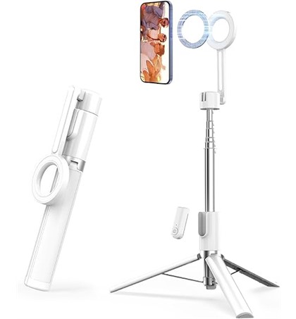 SEAJIC Magnetic Tripod Selfie Stick A230 (White)