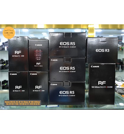 Canon EOS R3, R5, RF 28-70mm, RF 100-500mm 