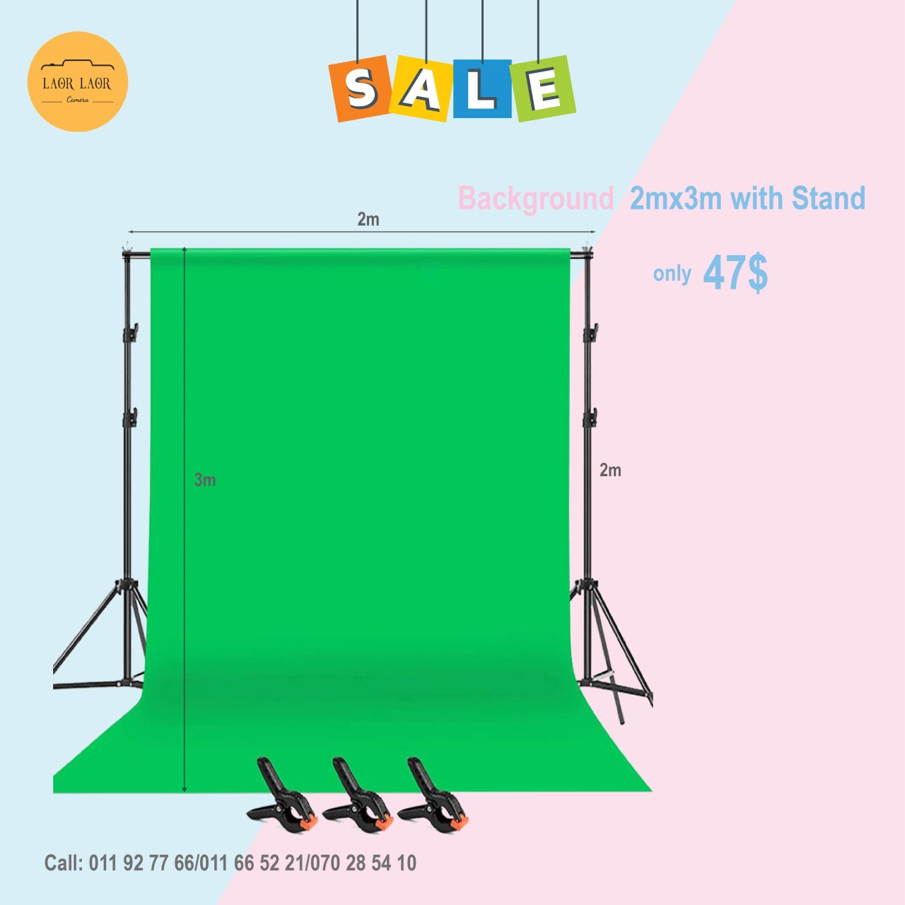 Background Clothes 2mx3m with Stand (Set)