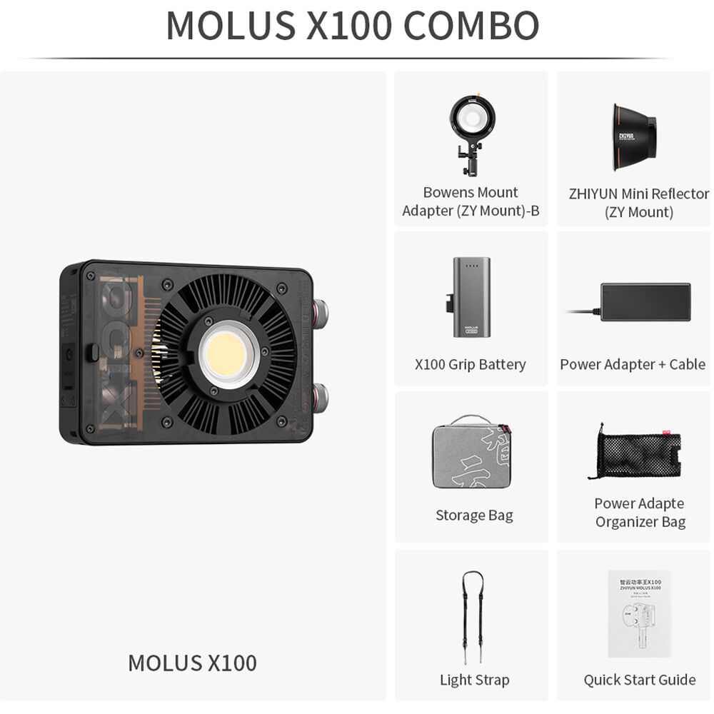 Zhiyun MOLUS X100 Bi-Color Pocket COB Monolight (Combo)