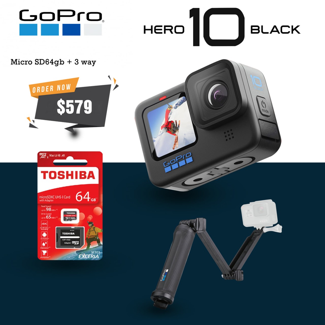 Gopro Hero10 with 64GB & 3ways original *Finished