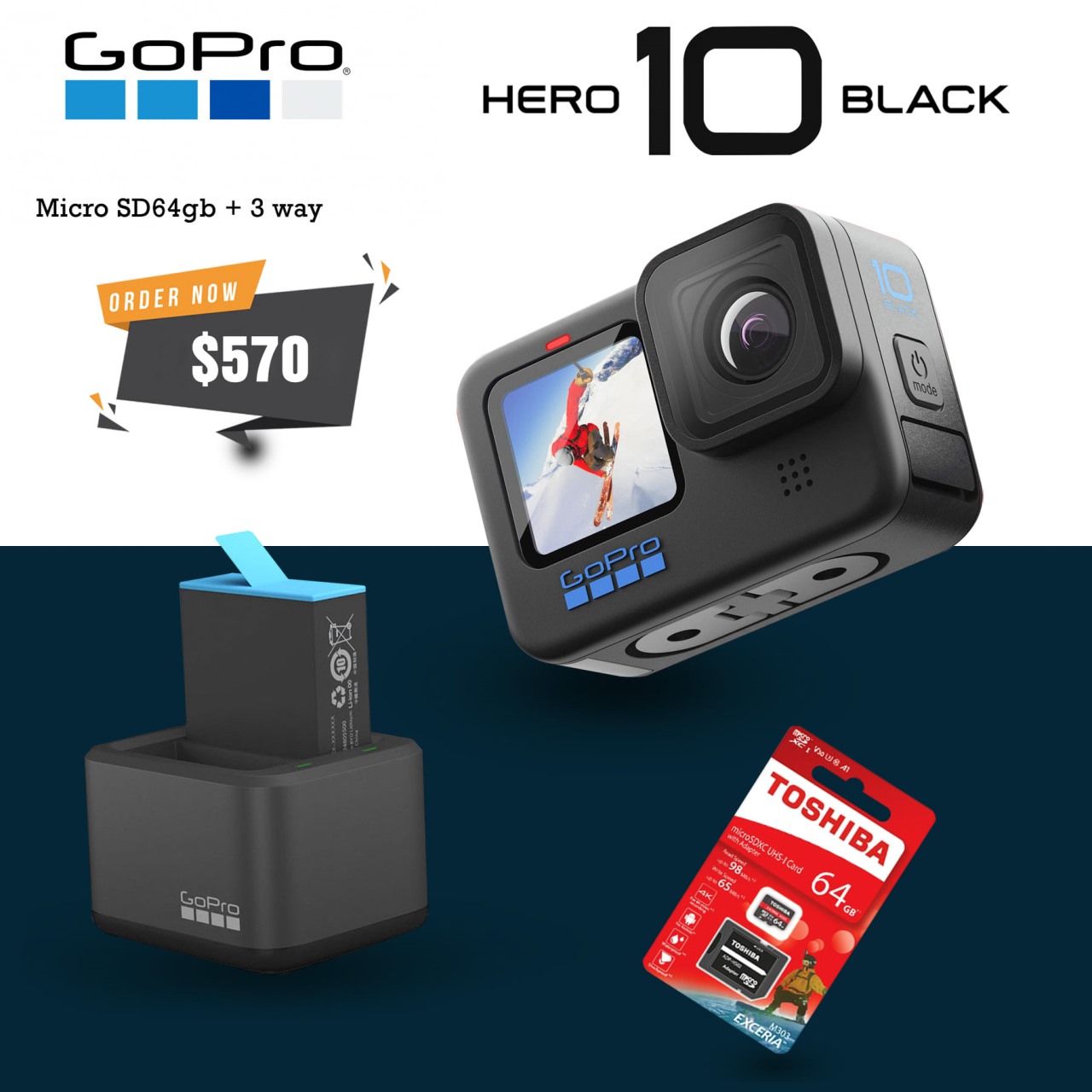 Gopro Hero10 with 64GB & Dual Charger *Finished