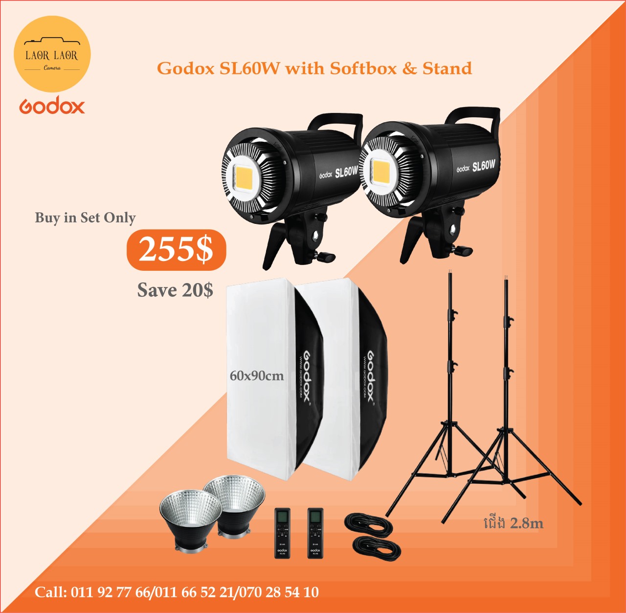 Godox SL60W LED (set) - Laor Laor Camera Shop ល្អល្អ ហាងលក់ម៉ាស៊ីនថត